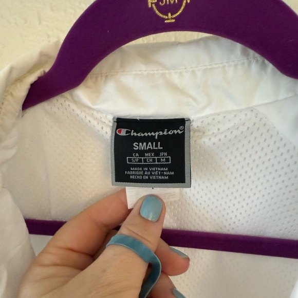 Champion Jacket Men’s Small VGUC white with red and blue accents - Picture 2 of 11